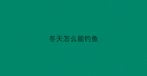 冬天怎么能钓鱼(冬天怎么能钓鱼怎么找到鱼窝好)
