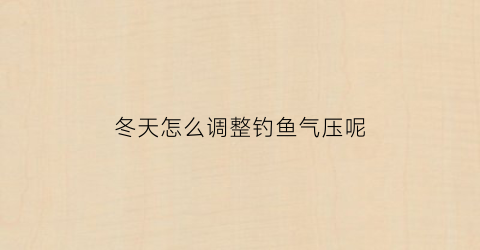 “冬天怎么调整钓鱼气压呢(冬天钓鱼气压高好还是气压低好)