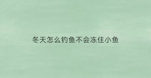 冬天怎么钓鱼不会冻住小鱼