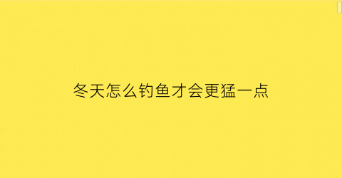 冬天怎么钓鱼才会更猛一点(冬天钓鱼诀窍)