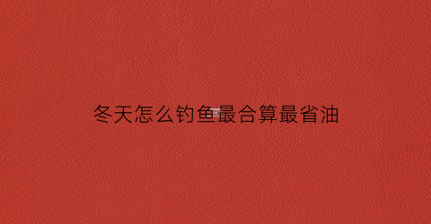 冬天怎么钓鱼最合算最省油(冬天钓鱼小技巧)