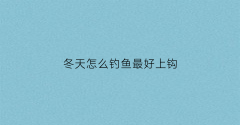 冬天怎么钓鱼最好上钩(冬天怎么钓鱼最好上钩图解)
