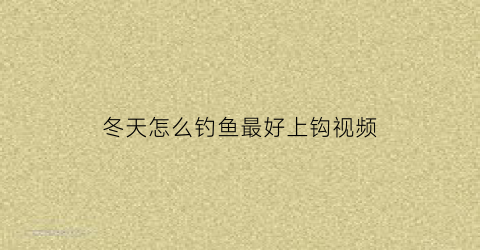 “冬天怎么钓鱼最好上钩视频(冬天怎么钓鱼鱼容易上钩)