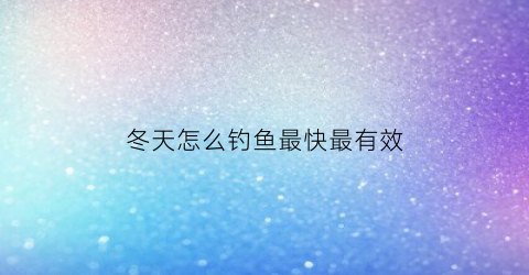 “冬天怎么钓鱼最快最有效(冬天里怎么钓鱼)