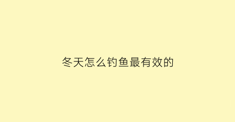 冬天怎么钓鱼最有效的(冬天怎么钓鱼好)