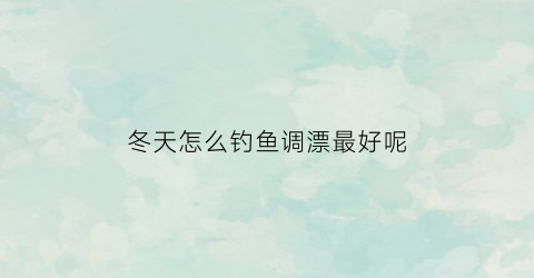 冬天怎么钓鱼调漂最好呢(冬天怎么钓鱼调漂最好呢)