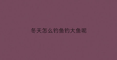 冬天怎么钓鱼钓大鱼呢(冬天怎么钓鱼钓大鱼呢)