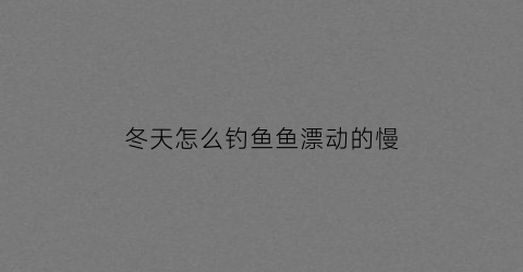 冬天怎么钓鱼鱼漂动的慢(冬天钓鱼浮漂怎么调)