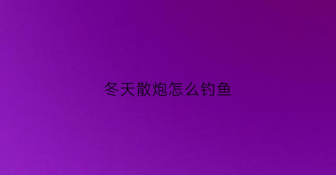 冬天散炮怎么钓鱼