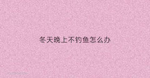 冬天晚上不钓鱼怎么办(冬天夜钓鱼不开口怎么办)
