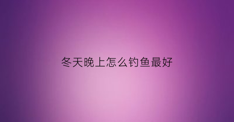 冬天晚上怎么钓鱼最好(冬天晚上钓鱼的最佳时间是什么时候)