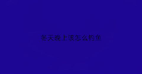 “冬天晚上该怎么钓鱼(冬天晚上怎么钓鱼比较好)