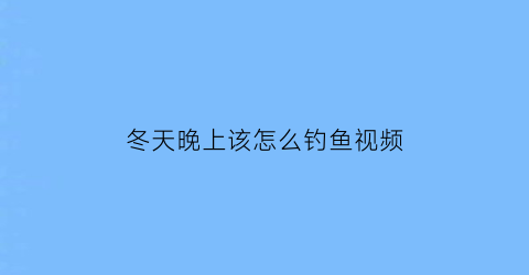 冬天晚上该怎么钓鱼视频(冬天晚上钓什么鱼好)