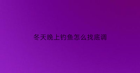 冬天晚上钓鱼怎么找底调(冬天晚上怎么钓鱼)