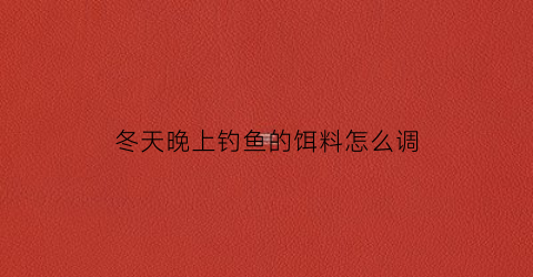 冬天晚上钓鱼的饵料怎么调(冬天晚上怎么钓鱼鱼容易上钩)