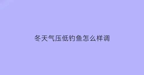 冬天气压低钓鱼怎么样调(冬天气压在多少的时候适合钓鱼)