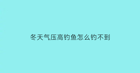 “冬天气压高钓鱼怎么钓不到(冬季钓鱼气压多少适合钓鱼)