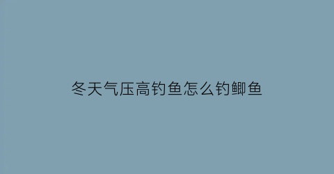 冬天气压高钓鱼怎么钓鲫鱼