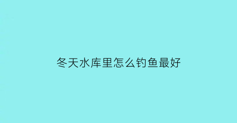 冬天水库里怎么钓鱼最好