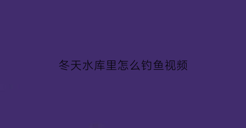 “冬天水库里怎么钓鱼视频(冬天水库如何钓鱼)