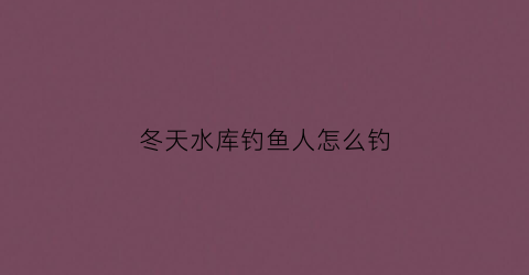 冬天水库钓鱼人怎么钓(冬天水库钓鱼人怎么钓鱼)
