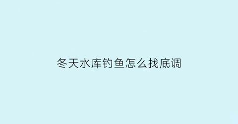 冬天水库钓鱼怎么找底调(冬天钓水库用什么饵料)