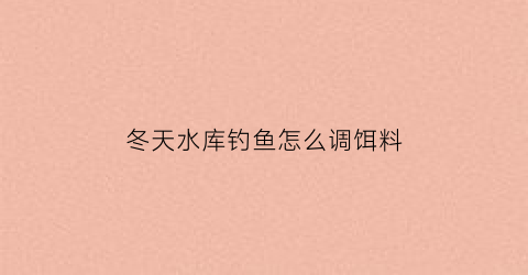 冬天水库钓鱼怎么调饵料(冬天水库钓鱼怎么调饵料视频)