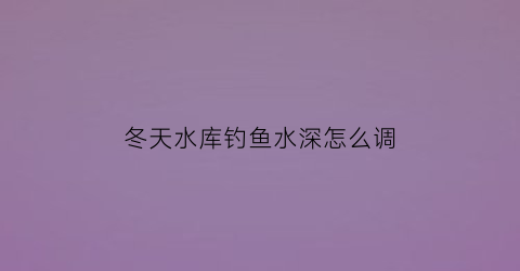 “冬天水库钓鱼水深怎么调(冬天水库钓鱼钓深还是浅)