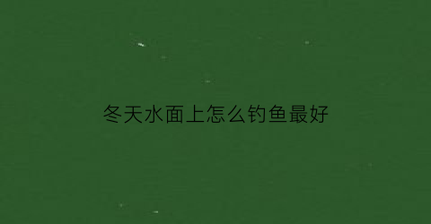 “冬天水面上怎么钓鱼最好(冬天大水面怎么钓鱼)