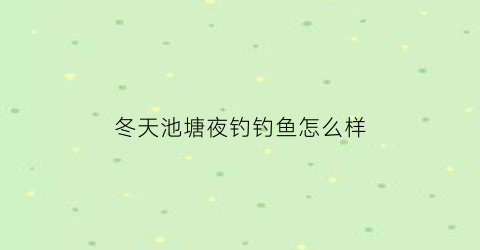 冬天池塘夜钓钓鱼怎么样