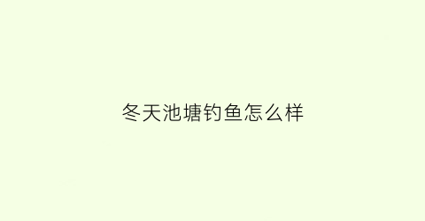 冬天池塘钓鱼怎么样(冬天池塘钓鱼用什么饵料最好)