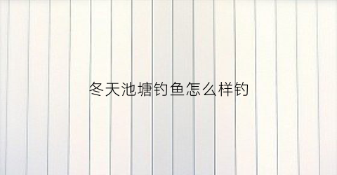 冬天池塘钓鱼怎么样钓(冬天池塘钓鱼怎么样钓最好)