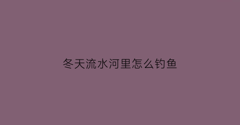 冬天流水河里怎么钓鱼(冬天流水河里怎么钓鱼视频)