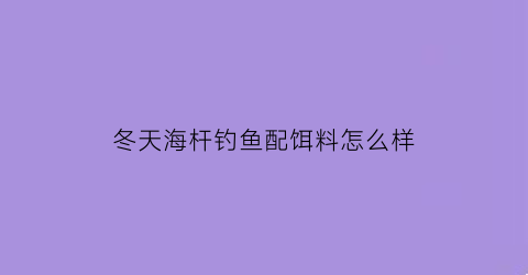 冬天海杆钓鱼配饵料怎么样