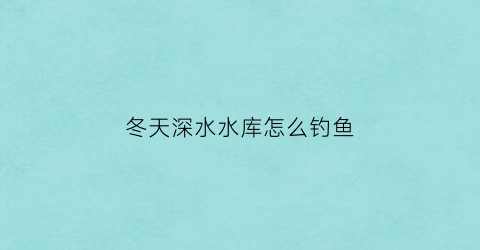 冬天深水水库怎么钓鱼(冬天深水钓鱼技巧)