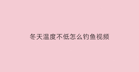 “冬天温度不低怎么钓鱼视频(冬天温度不低怎么钓鱼视频教学)