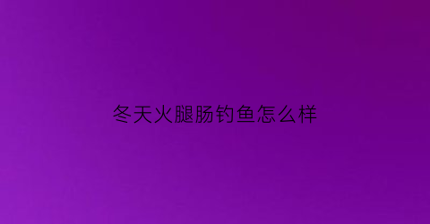 冬天火腿肠钓鱼怎么样