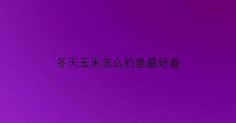 冬天玉米怎么钓鱼最好看(冬天玉米怎么钓鱼最好看图片)