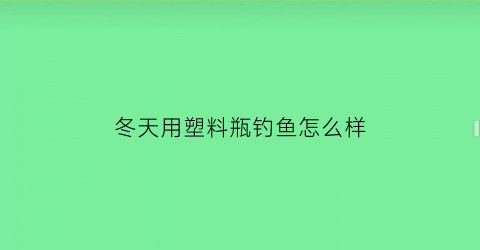 冬天用塑料瓶钓鱼怎么样(塑料瓶钓白条)