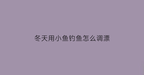 冬天用小鱼钓鱼怎么调漂