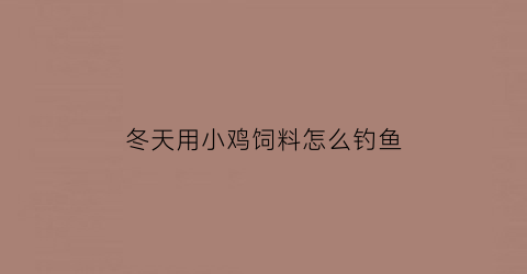 “冬天用小鸡饲料怎么钓鱼(冬天野钓鸡饲料钓鱼配方)