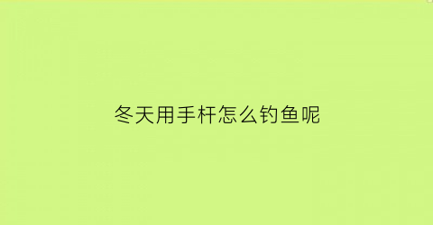 冬天用手杆怎么钓鱼呢(冬季手竿如何调漂)