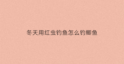 冬天用红虫钓鱼怎么钓鲫鱼(冬天用红虫钓鱼怎么钓鲫鱼视频)