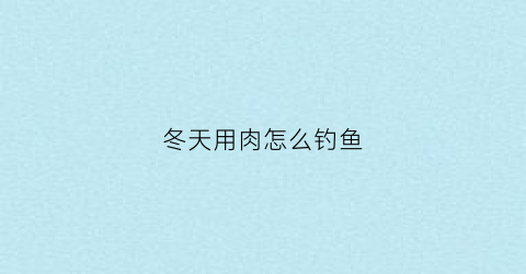 冬天用肉怎么钓鱼(冬天用肉怎么钓鱼好)