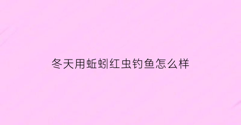 冬天用蚯蚓红虫钓鱼怎么样(冬天钓鱼蚯蚓好用还是红虫好用)