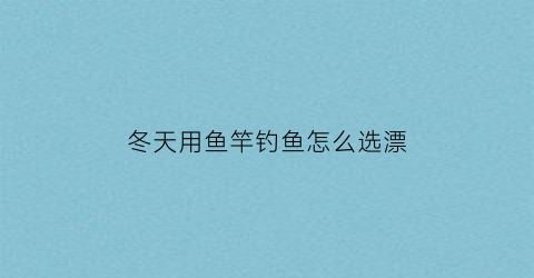 “冬天用鱼竿钓鱼怎么选漂(冬天鱼竿买几米的好)