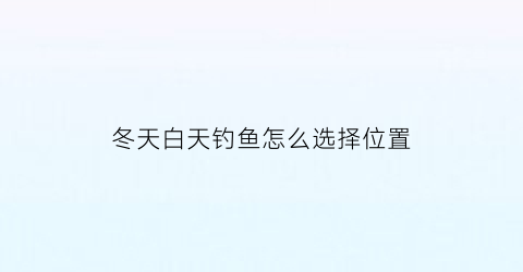 冬天白天钓鱼怎么选择位置(冬天白天钓鱼用多长的竿)
