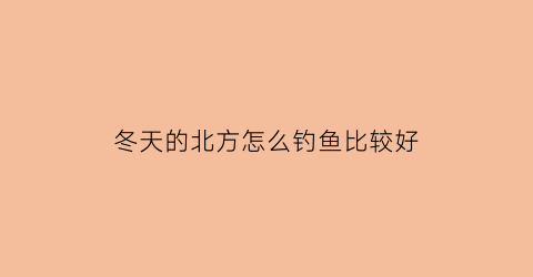 冬天的北方怎么钓鱼比较好(冬天的北方怎么钓鱼比较好用)