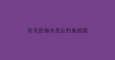 冬天的海水怎么钓鱼视频