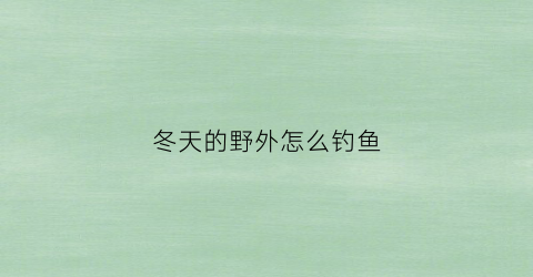 “冬天的野外怎么钓鱼(冬天野外钓鱼怎么选钓位)